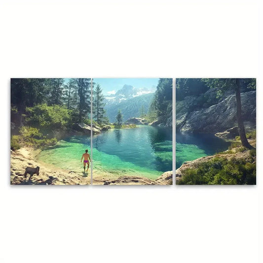 3pcs National ParkSwimming Adventure Travel Poster Metal Print Ready to Hang Art
