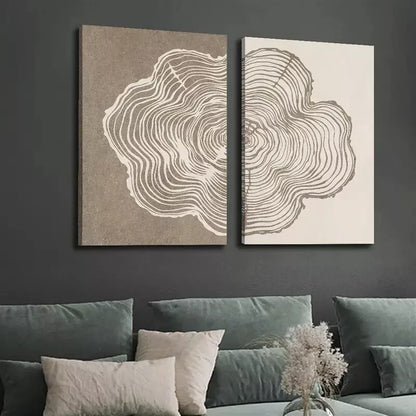 2pcs Abstract Line Art Wood Texture Canvas Framed 50x75cm - High Quality Print 100% Australian Made Wall Canvas Ready to Hang