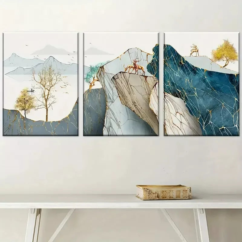 3pcs Luxury Modern Minimalist Abstract  Art Set Canvas Framed 50x70cm -  High Quality Print 100% Australian Made Wall Canvas Ready to Hang