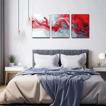 3pcs Triplet Watercolor Abstract Red Perfect Wall Art Set Canvas Framed 40x60cm - High Quality Print 100% Australian Made Wall Canvas Ready to Hang