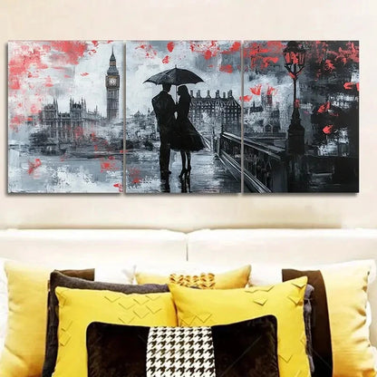 3pcs Big Ben Couple Printed Painting Metal Print Ready to Hang Art