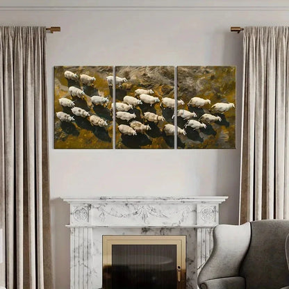 3pcs Sheep Abstract Animal Art Nature Landscape Metal Print Ready to Hang Art