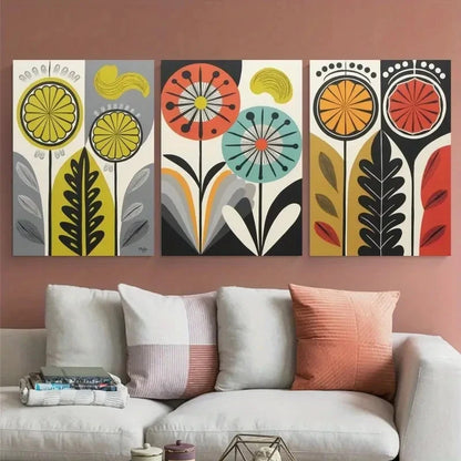 3pcs Abstract  Beautiful Flowers   Wall Art Set Canvas Framed 40x60cm - High Quality Print 100% Australian Made Wall Canvas Ready to Hang