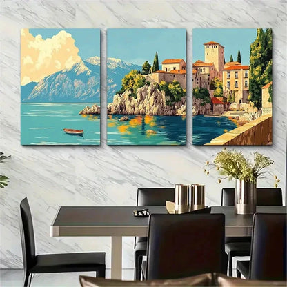 3pcs Montenegro Romantic Honeymoon Destination Metal Print Ready to Hang Art