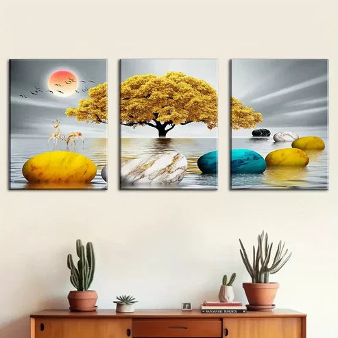 3pcs Water Surface Marble Canvas Framed 60x90cm - High Quality Print 100% Australian Made Wall Canvas Ready to Hang