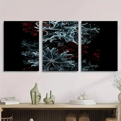 3pcs Abstract Black Red Blue Swirls Wall Art Set Canvas Framed 40x60cm - High Quality Print 100% Australian Made Wall Canvas Ready to Hang