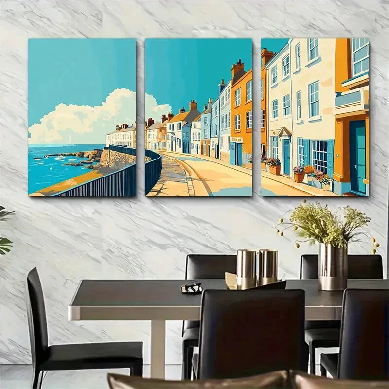3pcs Penzance Cornwall Coastal Adventure Metal Print Ready to Hang Art