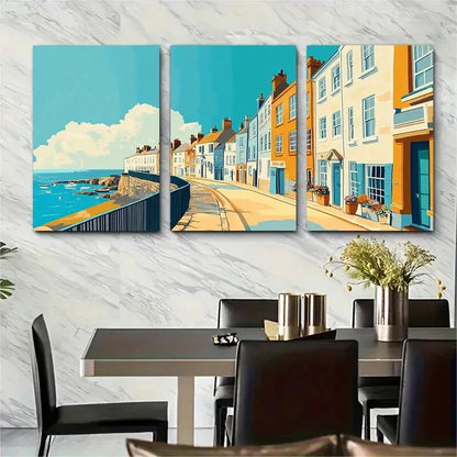 3pcs Penzance Cornwall Coastal Adventure Metal Print Ready to Hang Art
