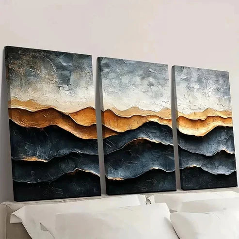 3pcs Brown Abstract Texture Art Wall Art Canvas Unframed - High Quality Print 100% Australian Made Wall Canvas