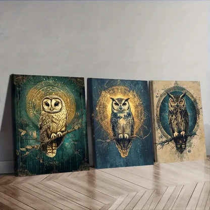 3pcs Classic Modern Owl Wall Art Set Canvas Unframed - High Quality Print 100% Australian Made Wall Canvas
