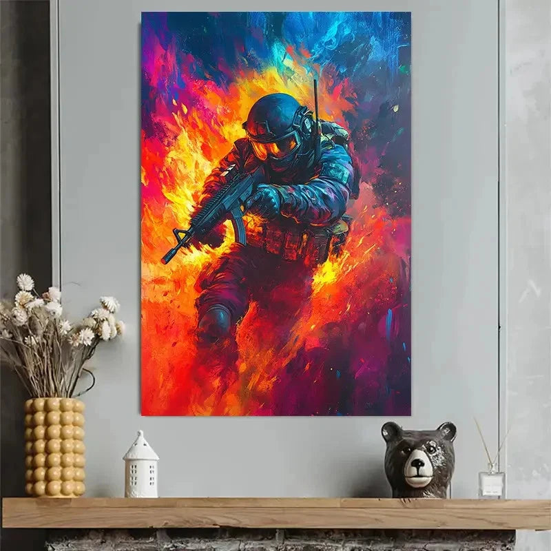 Flame Special Forces Military Abstract Poster 40x60cm Metal Print Ready to Hang