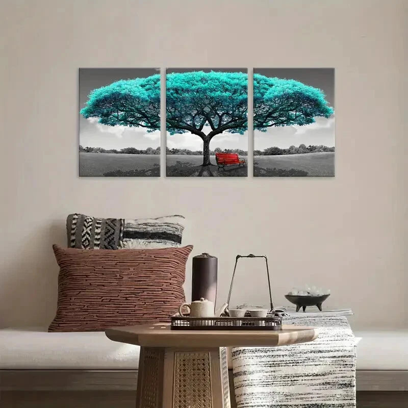 3pcs Blue Tree Fantasy Artwork Metal Print Ready to Hang Art