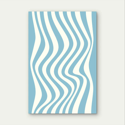 Retro Blue and White Wavy Vertical Stripes 40x60cm Metal Print Ready to Hang