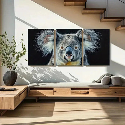 3pcs Koala Portrait Wildlife Art Expressive Eyes Metal Print Ready to Hang Art