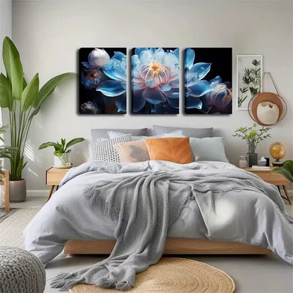 3pcs Exquisite Design Blooming White for Lotus Wall Art Set Wall Art Canvas Unframed - High Quality Print 100% Australian Made Wall Canvas