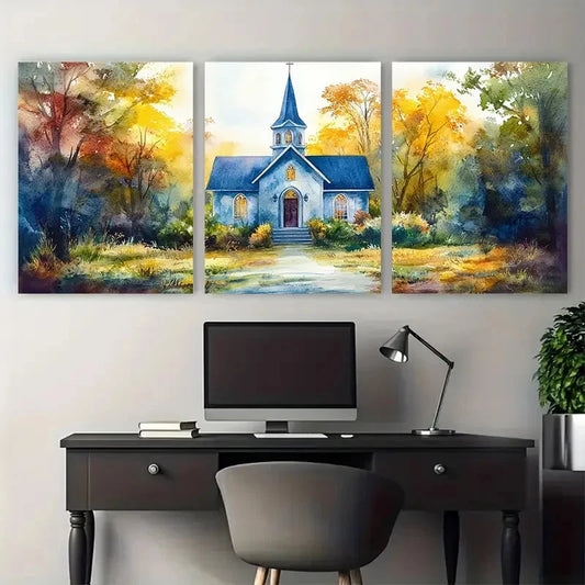 3pcs Venue Portrait Wedding Church Portrait Metal Print Ready to Hang Art