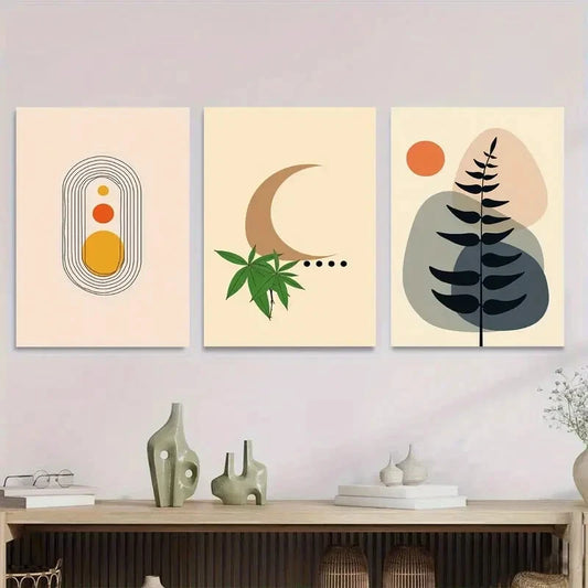 3pcs Modern Abstract Minimalist Black Metal Print Ready to Hang Art