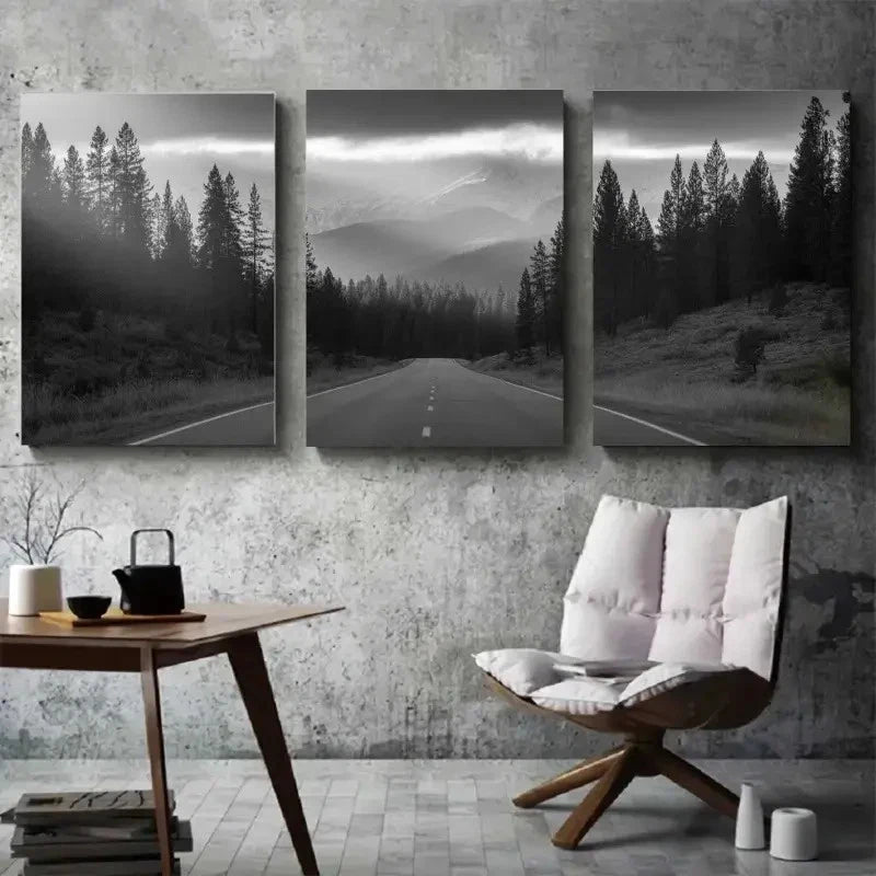 3pcs Serene Forest & Mountain Landscape Scenery Metal Print Ready to Hang Art