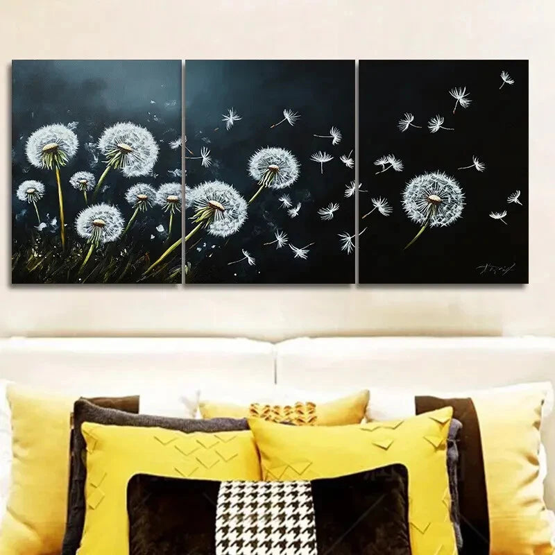 3pcs Contemporary Dandelion Florals Metal Print Ready to Hang Art