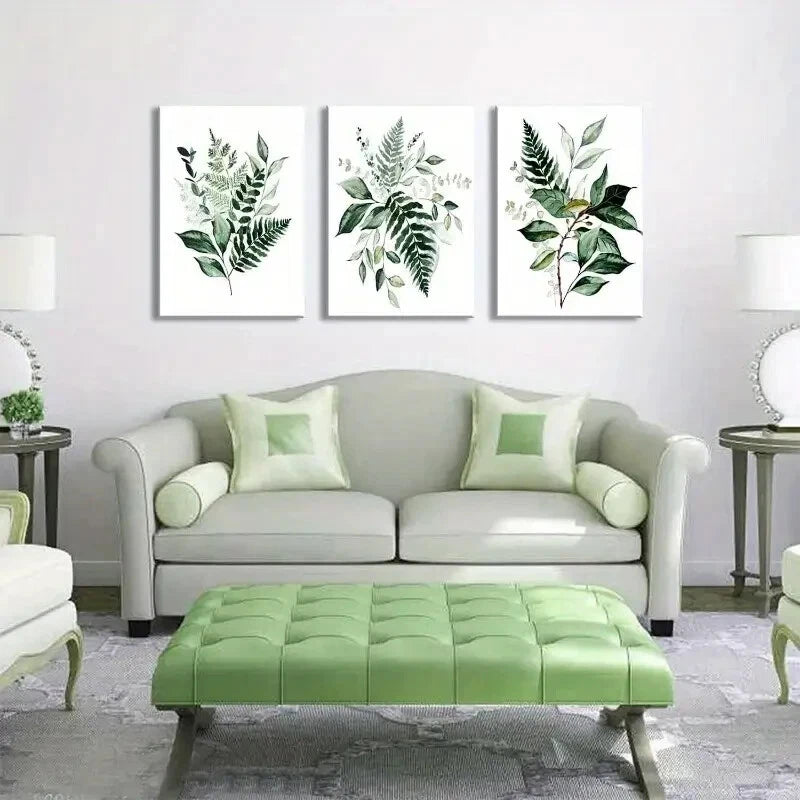 3pcs Boho Vegetation Sage Green Botanical Metal Print Ready to Hang Art