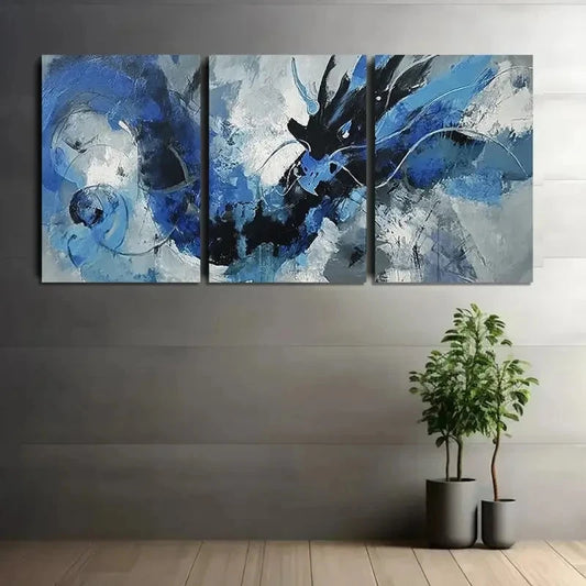 3pcs Abstract Expressionist Painting With Bold Wall Art Set Canvas Framed 50x70cm - High Quality Print 100% Australian Made Wall Canvas Ready to Hang