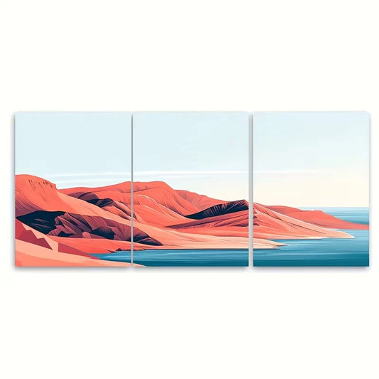3pcs Greece, Santorini Metal Print Ready to Hang Art