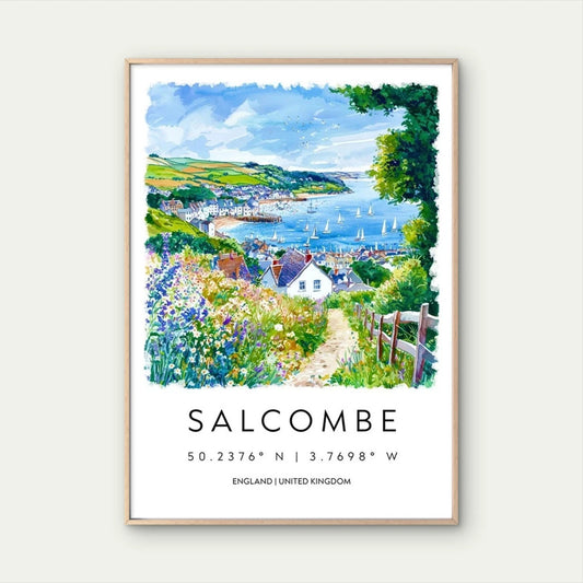 A Beautiful View Of Salcombe Harbour Vintage Travel Poster Print Wall Art - Bella Home Decor