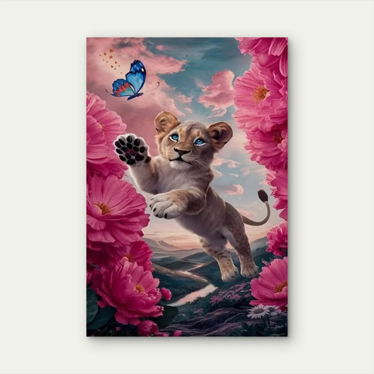 Cute Little Lion 60x90cm Metal Print Ready to Hang