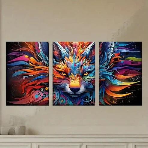 3pcs Polyester Posters with Colorful Manes Wall Art Set Canvas Unframed - High Quality Print 100% Australian Made Wall Canvas - Bella Home Decor