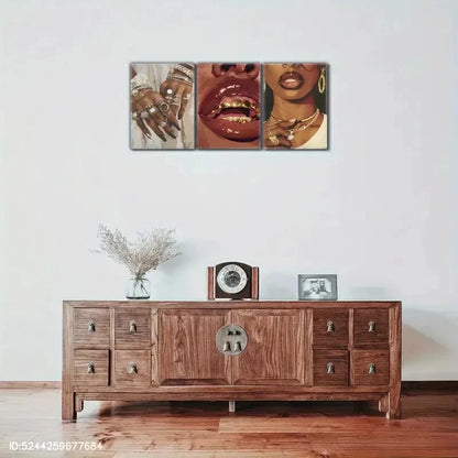 3pcs Artistic Accent with Luxury Jewelry Prints Metal Print Ready to Hang Art