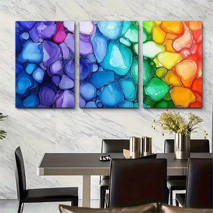 3pcs Rainbow Alcohol Ink Abstract Metal Print Ready to Hang Art