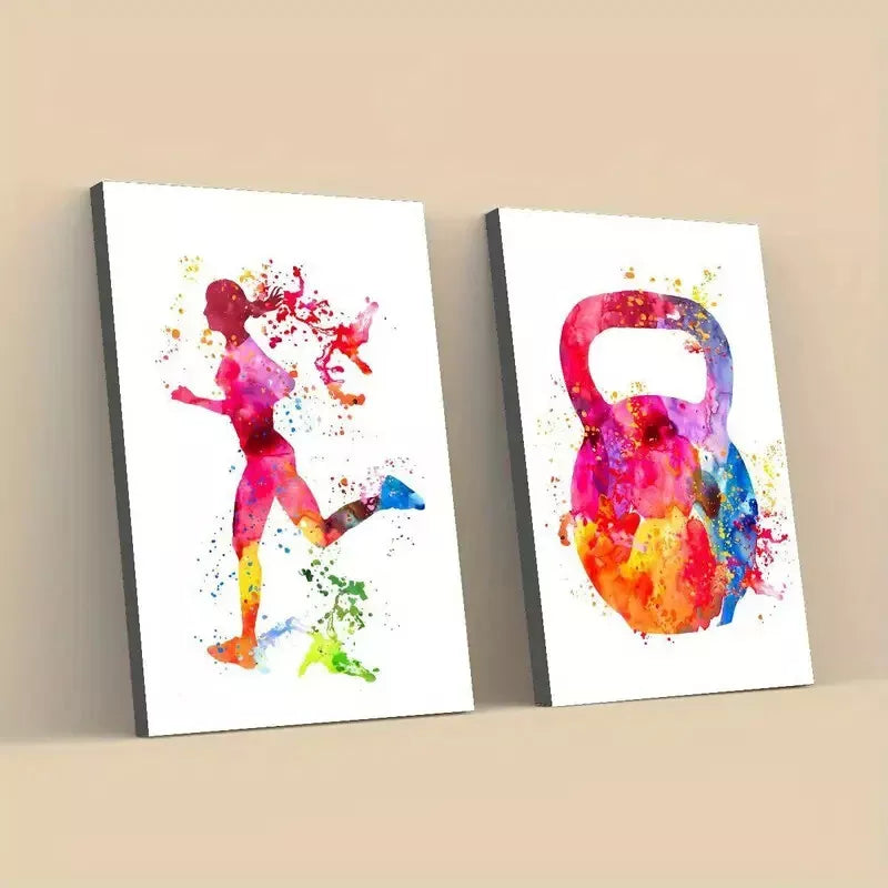 2pcs Artistic Sports Modern Classic Color Splashes Framed 50x75cm - High Quality Print 100% Australian Made Wall Canvas Ready to Hang