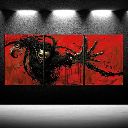 3pcs Gothic Tauren in Red Background Metal Print Ready to Hang Art
