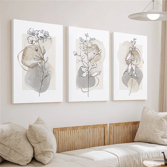 3pcs Abstract Floral Watercolor Botanical Wall Art Set Canvas Framed 60x90cm – High Quality Print, 100% Australian Made Wall Canvas, Ready to Hang