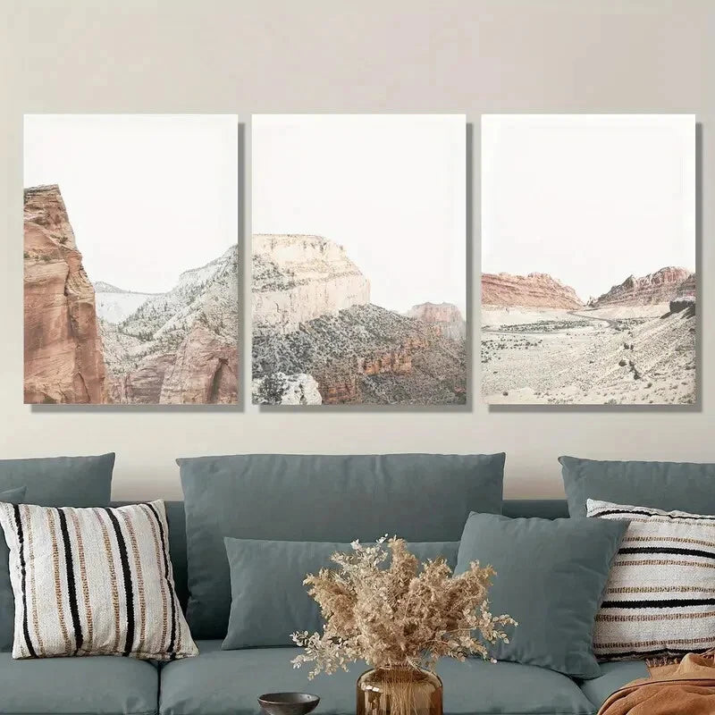 3pcs Desert Mountain Travel Poster, Metal Print Ready to Hang Art