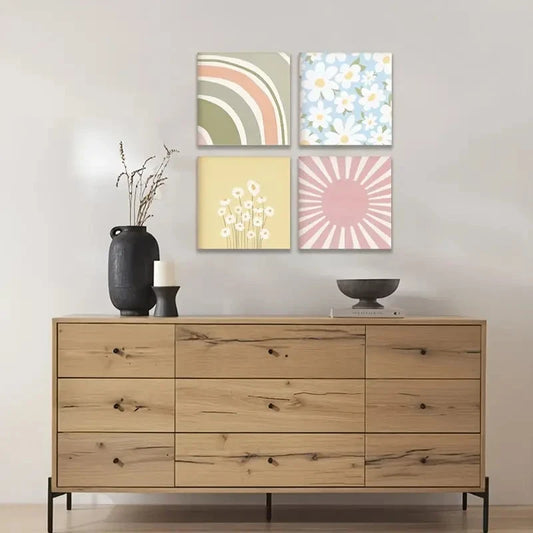 4pcs Wildflower Printable Art Wall Art Canvas Framed