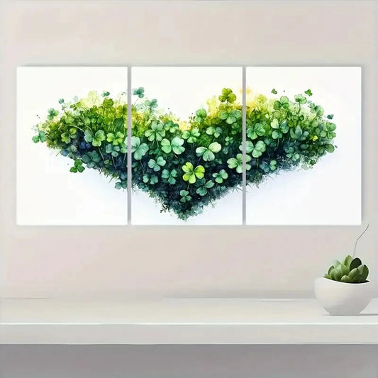 3pcs St. Patrick'S Day Clover Art Print Metal Print Ready to Hang Art