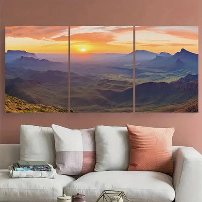3pcs Big Bend National Park Sunset Metal Print Ready to Hang Art