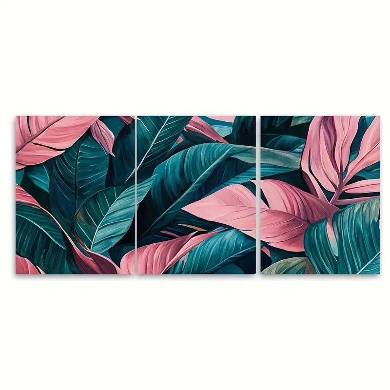 3pcs Pink Summer Botanical Painting Wall Art Set Canvas Framed 50x70cm - High Quality Print 100% Australian Made Wall Canvas Ready to Hang