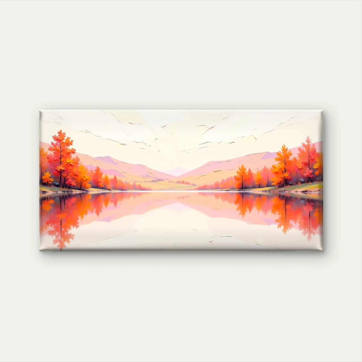 Autumn Landscape Illustration Wall Art Canvas Office Home Room Framed 120x60cm