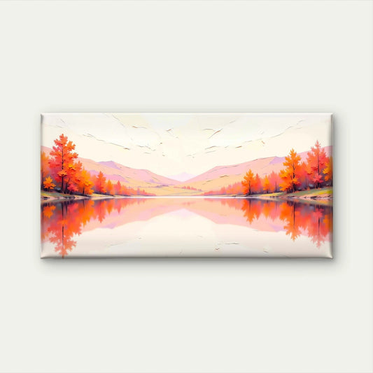 Autumn Landscape Illustration Wall Art Canvas Office Home Room Framed 120x60cm