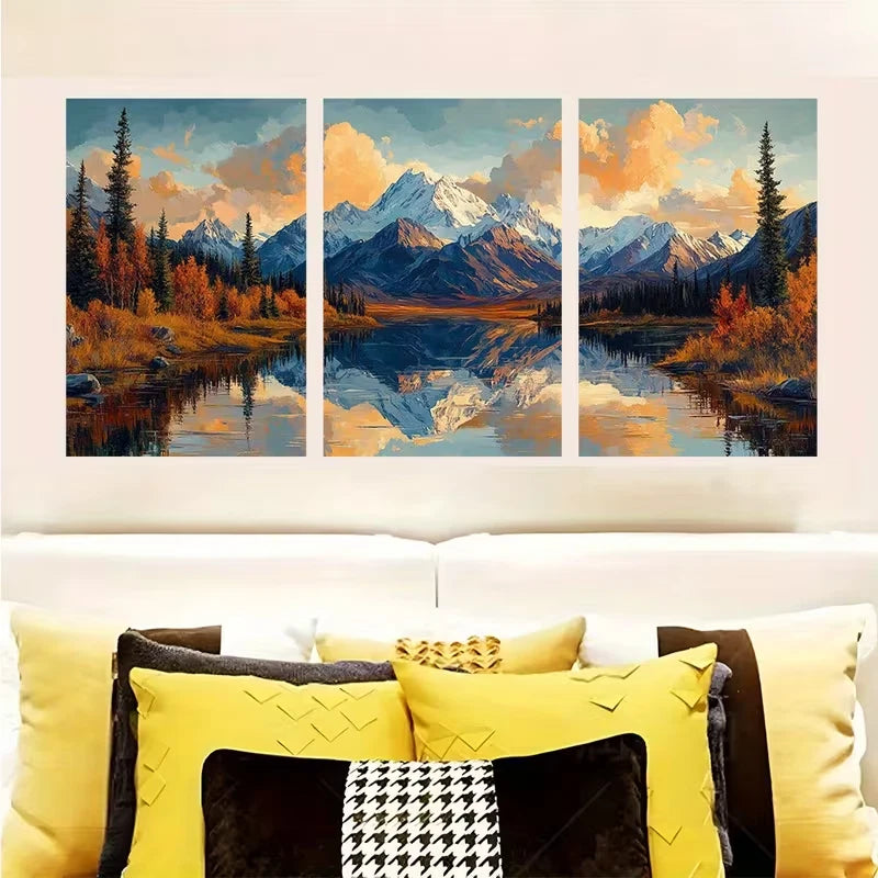3pcs Talkeetna Alaska Mountains Metal Print Ready to Hang Art
