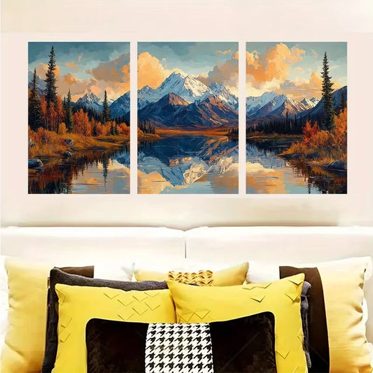 3pcs Talkeetna Alaska Mountains Metal Print Ready to Hang Art