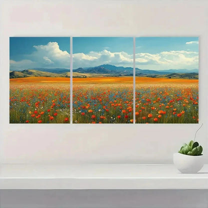 3pcs Vibrant California Blooming Landscape Metal Print Ready to Hang Art