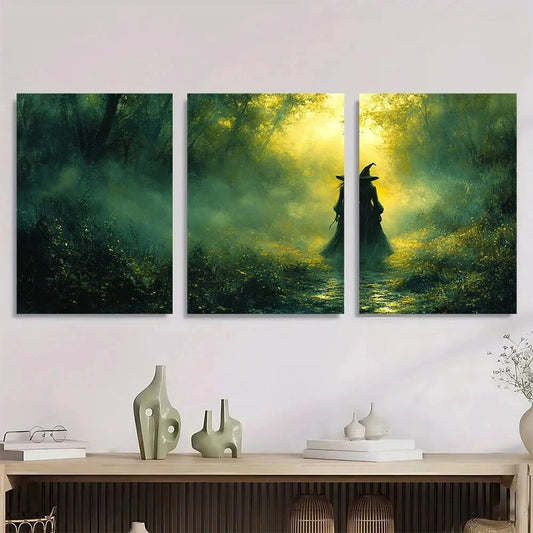 3pcs Forest Vintage Halloween Gothic Metal Print Ready to Hang Art