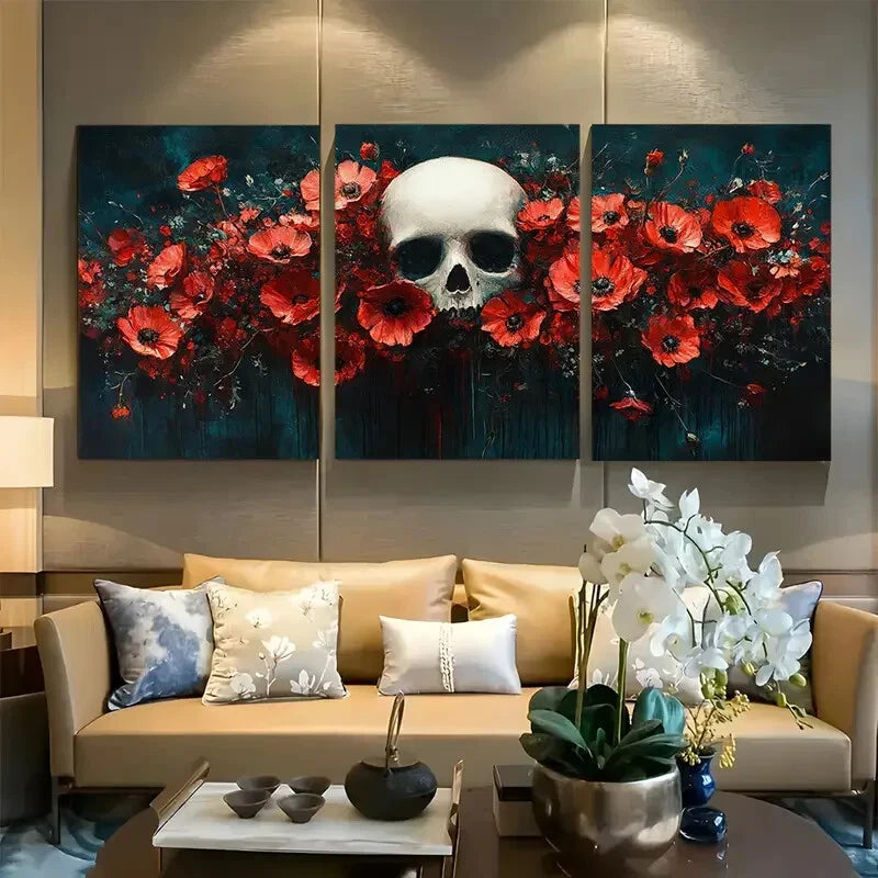 3pcs The Amongst The Flowers Dark Academia Design Metal Print Ready to Hang Art