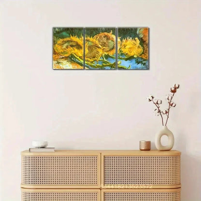 3pcs Colorful Sunflower Wall Decoration Metal Print Ready to Hang Art