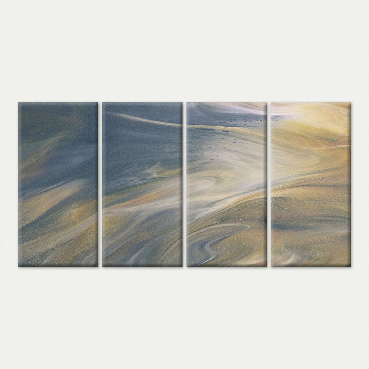 4pcs Modern Abstract Blue and Gold Fluid Wall Art Canvas Framed 45x80cm - High Quality Print 100% Australian Made Wall Canvas Ready to Hang