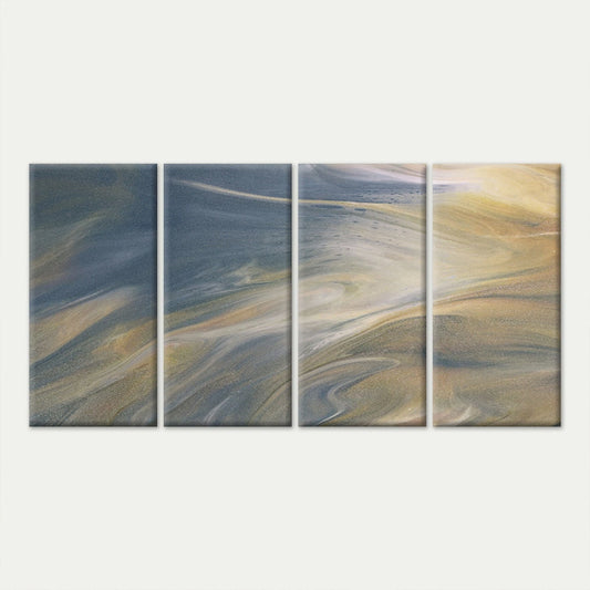 4pcs Modern Abstract Blue and Gold Fluid Wall Art Canvas Framed 45x80cm - High Quality Print 100% Australian Made Wall Canvas Ready to Hang