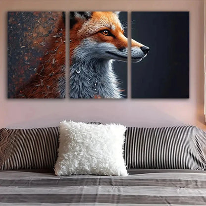 3pcs Fox Head Portrait Spray Paint Wall Art Set Canvas Framed 50x70cm - High Quality Print 100% Australian Made Wall Canvas Ready to Hang